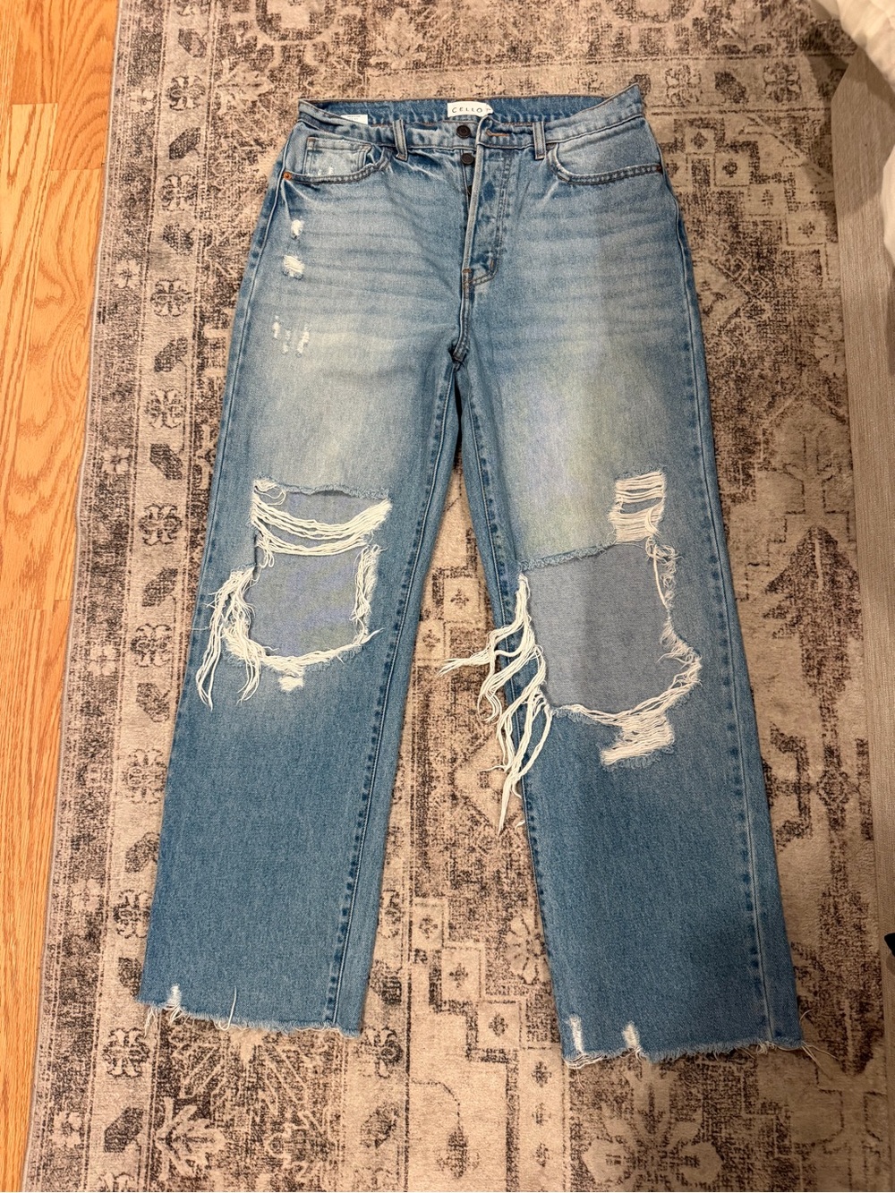 Cello Light Blue Ripped Boyfriend Jeans